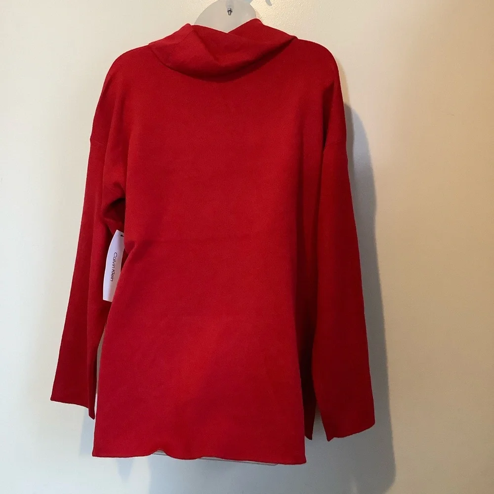 Calvin Klein Women’s Cowl Neck Medium Red Sweater NWT - Picture 4 of 8